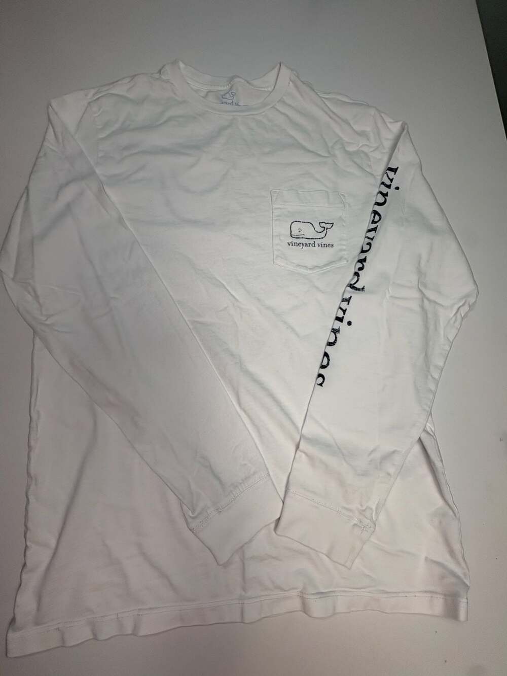 Vineyard Vines Vintage Whale Long Sleeve Pocket T-Shirt White Size S